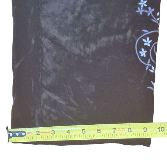 J. Jill Black Velvet Embroidered Wide Leg Pants size 12 Pockets Zip Fly Trousers - Picture 13 of 16